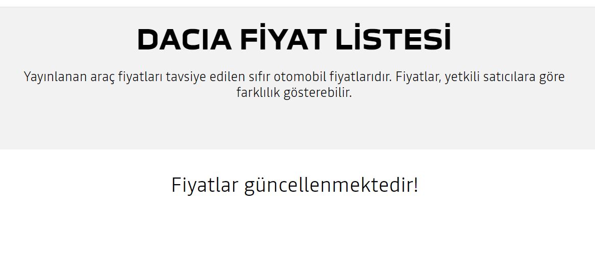 Dacia fiyatlarını güncellemeye aldı