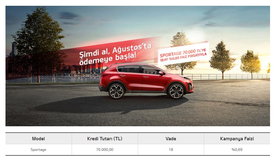 Kia sportage araç kampanyası