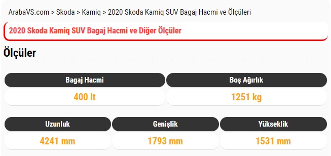 Skoda Kamiq bagaj hacmi