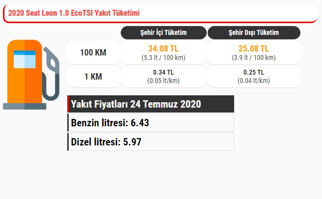 Seat Leon visio yakıt tüketimi