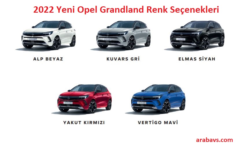 2022 Opel Grandland renk seçenekleri
